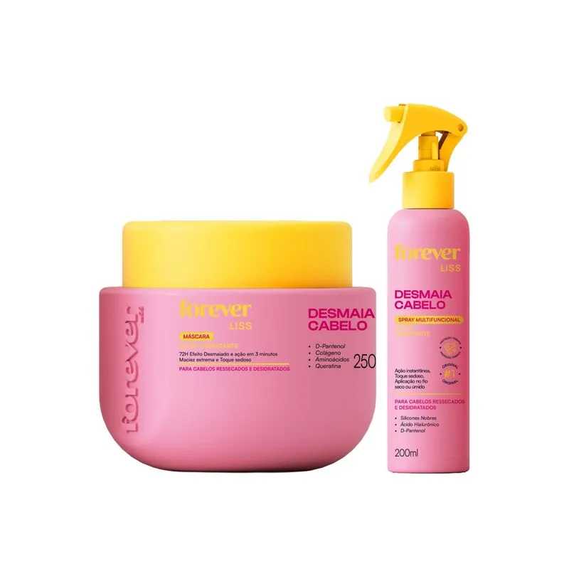 Kit Máscara e Spray Desmaia Cabelo Forever Liss Tamanho