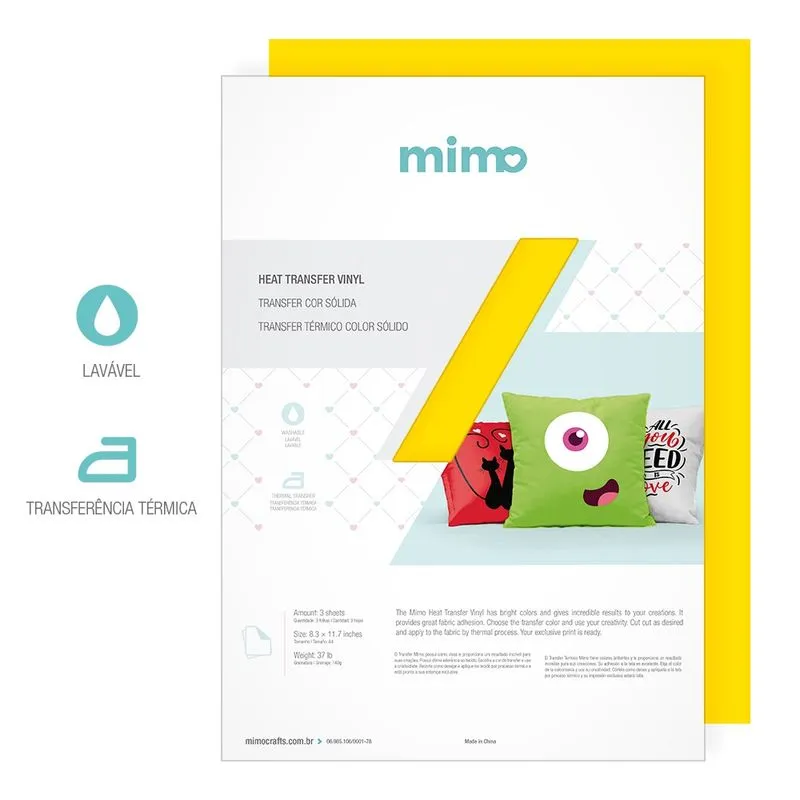 Vinil Transfer Amarelo A4 21x29,7cm Mimo - 03 Folhas