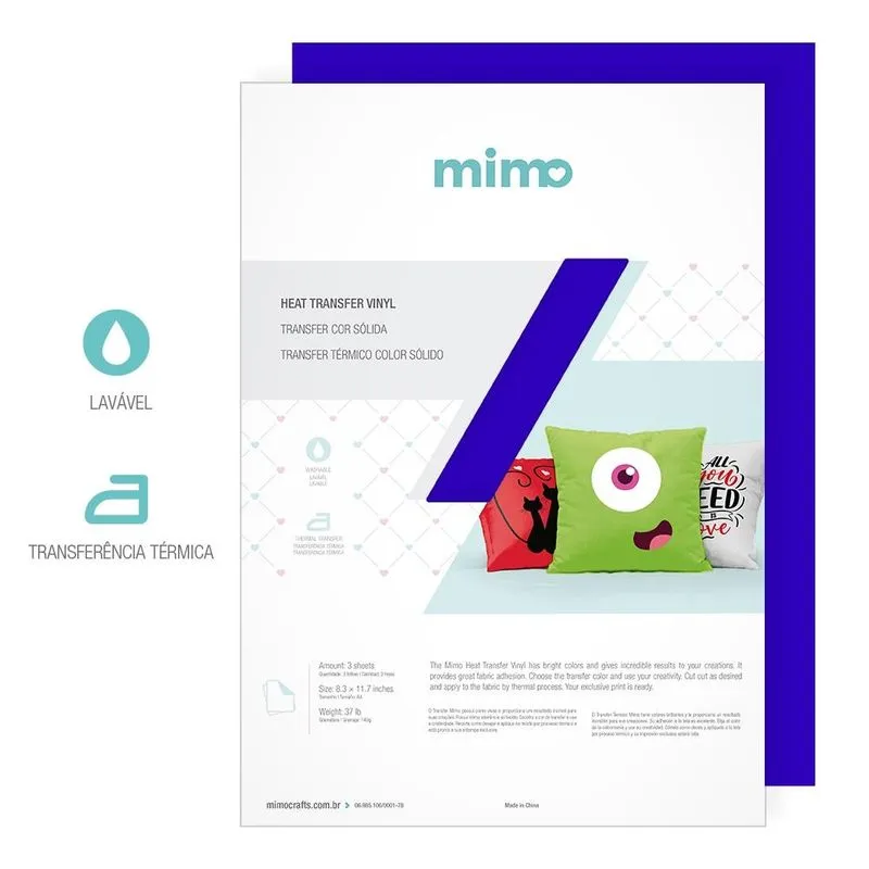 Transfer Azul Marinho - Mimo - 21 X 29,7cm - 03 Folhas