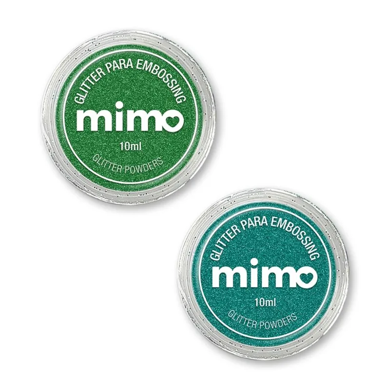 Pó De Embossing Glitterizado Verde E Azul Jade - Mimo - 2 Unids