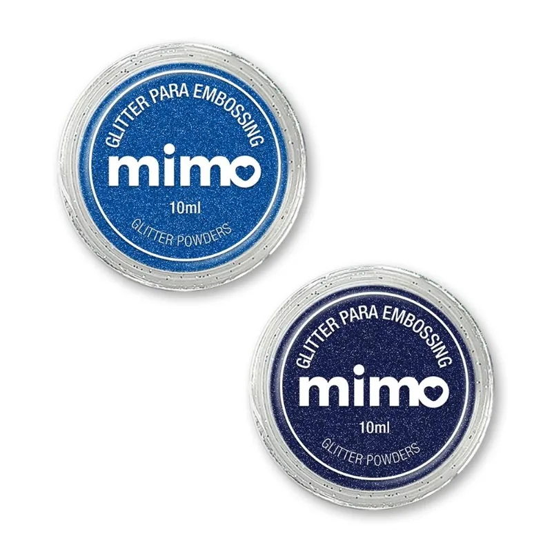 Pó De Embossing Glitterizado Azul Sapphire E Azul Green - Mimo - 2 Unids
