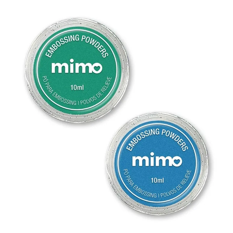 Pó De Embossing Comum Verde E Azul - Mimo - 2 Unids