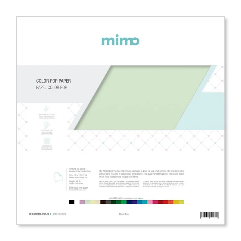 Papel Color Pop Verde Candy Mimo - 30,5 x 30,5 cm - 180 gr - 25 unds