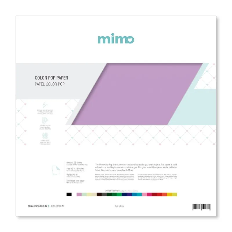 Papel Color Pop Roxo Candy Mimo - 30,5 x 30,5 cm - 180 gr - 25 unds