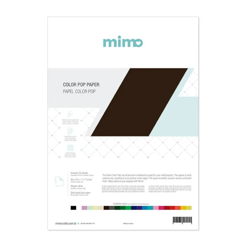 Papel Color Pop Marrom café Mimo - A4 - 180 gr - 25 unds