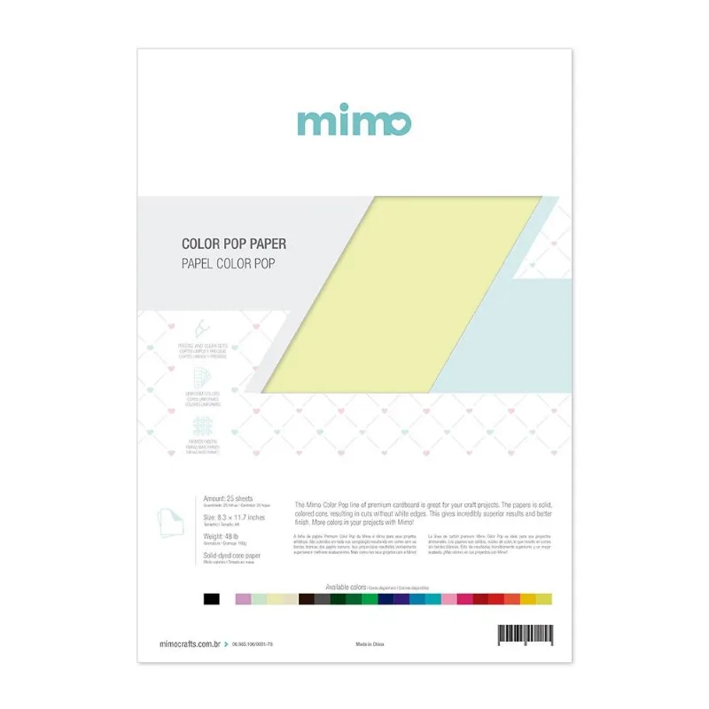 Papel Color Pop Amarelo Candy Mimo - A4 - 180 gr - 25 unds