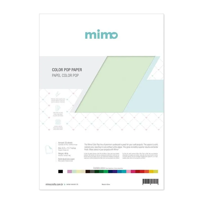 Papel Color Pop Verde Candy Mimo - A4 - 180 gr - 25 unds