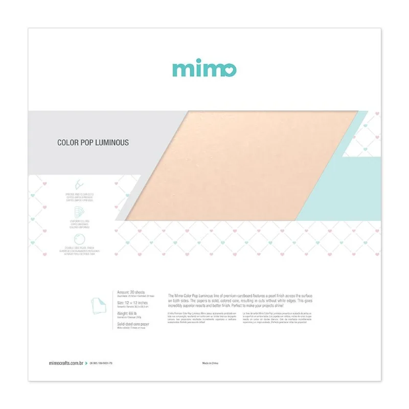 Papel Color Pop Luminous Rosa Mimo - 30,5 x 30,5 cm - 250 gr - 20 unds