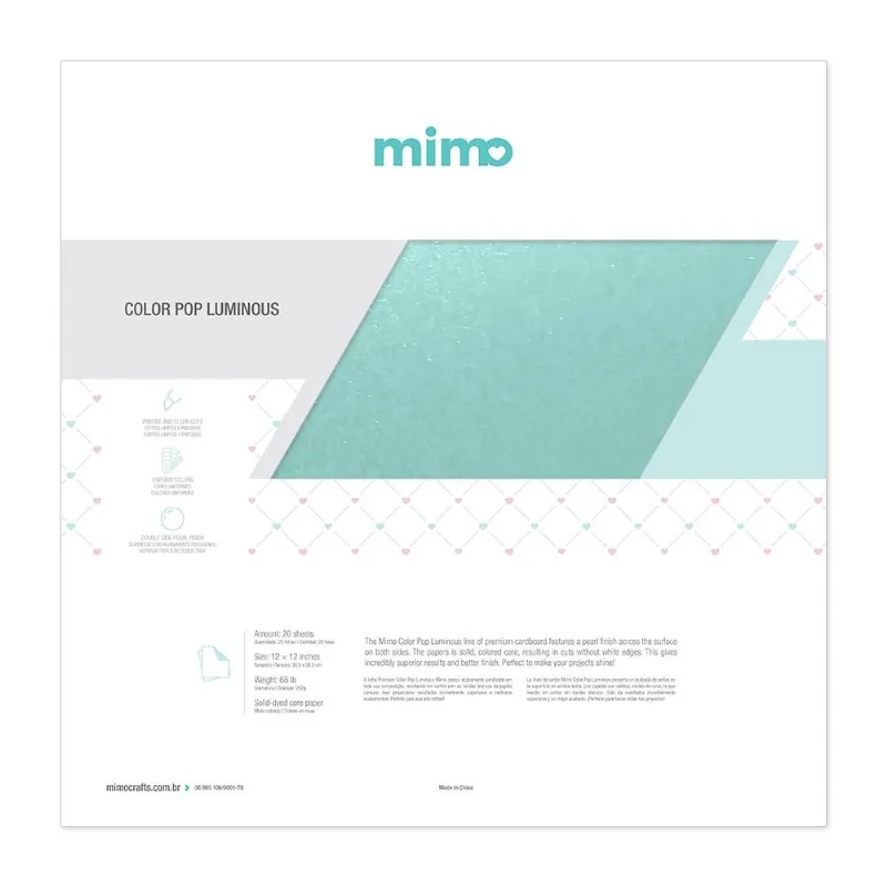 Papel Color Pop Luminous Jade Mimo - 30,5 x 30,5 cm - 250 gr - 20 unds