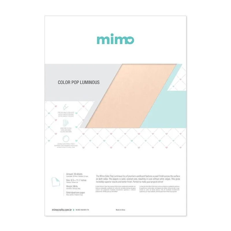 Papel Color Pop Luminous Rosa Mimo - A4 - 250 gr - 20 unds