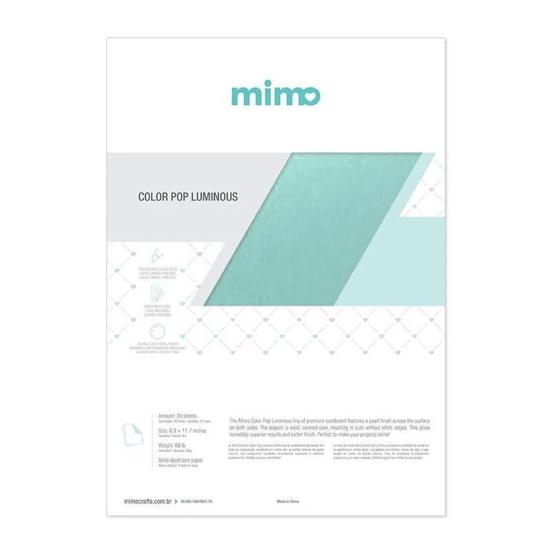 Papel Color Pop Luminous Jade Mimo - A4 - 250 gr - 20 unds