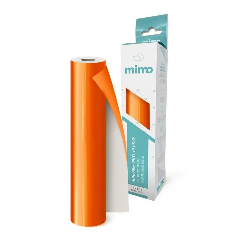 Adesivo Vinil Brilho Laranja Puro Mimo - 23 cm x 2,5 m
