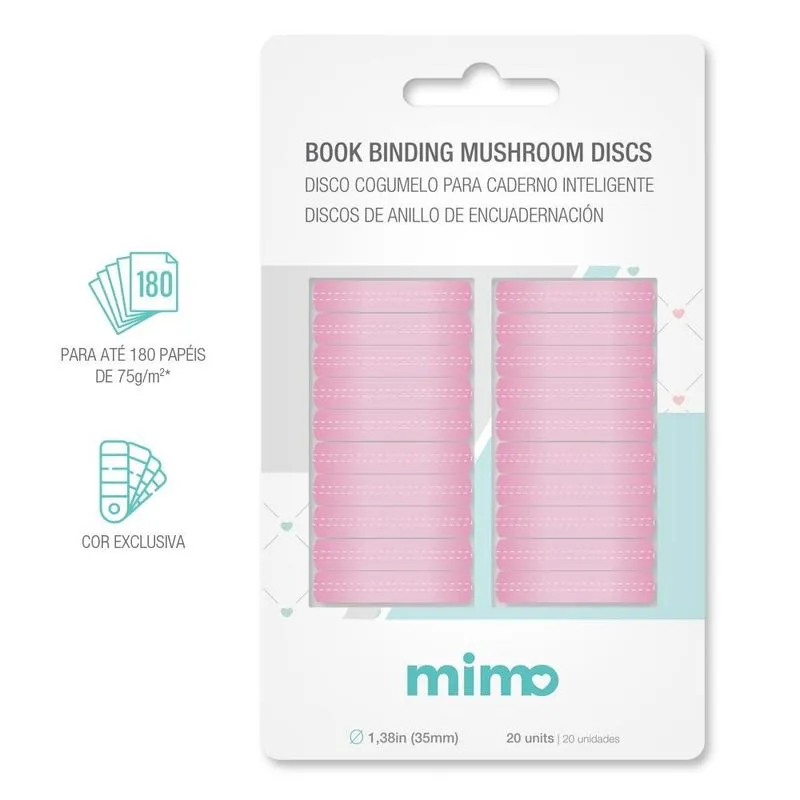 Disco Cogumelo para Caderno Inteligente Rosa Chiclete Mimo - 35 mm - 20 Unids