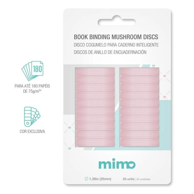 Disco Cogumelo para Caderno Inteligente Rosa Candy Mimo - 35 mm - 20 Unids