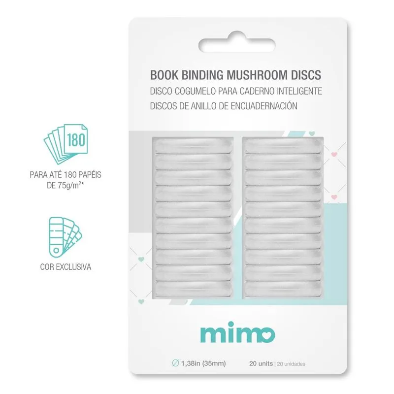 Disco Cogumelo para Caderno Inteligente Transparente 35mm Mimo 20 Unidades