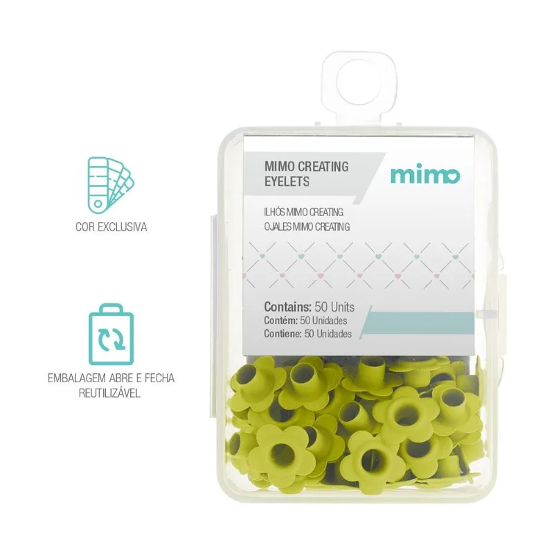 Ilhós Mimo Creating - Flor - Amarelo Candy - 4,5 Mm - 50 Unids