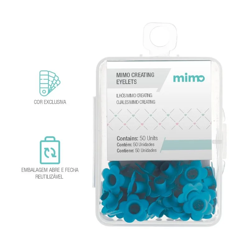 Ilhós Mimo Creating - Flor - Azul Claro - 4,5 Mm - 50 Unids