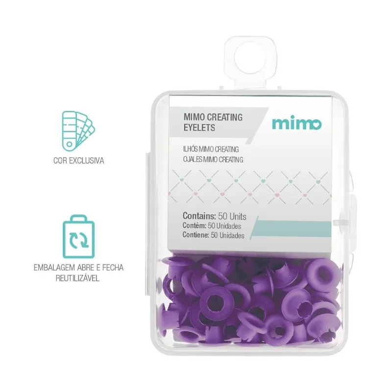 Ilhós Mimo Creating - Redondo - Lilás - 4,5 Mm - 50 Unids