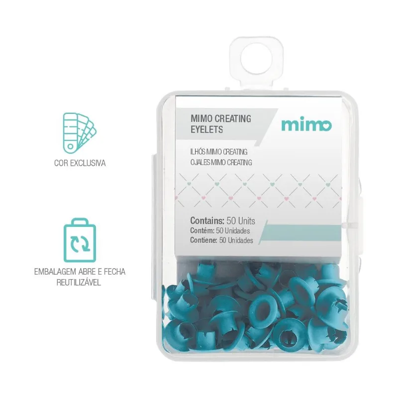Ilhós Mimo Creating - Redondo - Azul Água - 4,5 Mm - 50 Unids