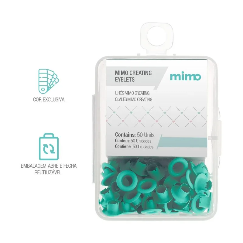 Ilhós Mimo Creating - Redondo - Verde Menta - 4,5 Mm - 50 Unids
