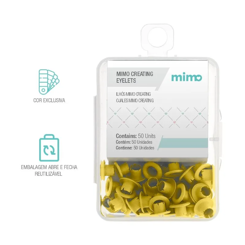 Ilhós Mimo Creating - Redondo - Amarelo Sol - 4,5 Mm - 50 Unids