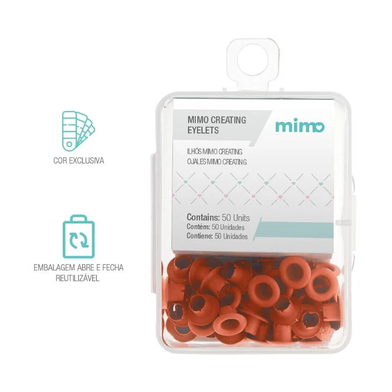 Ilhós Mimo Creating - Redondo - Laranja Puro - 4,5 Mm - 50 Unids