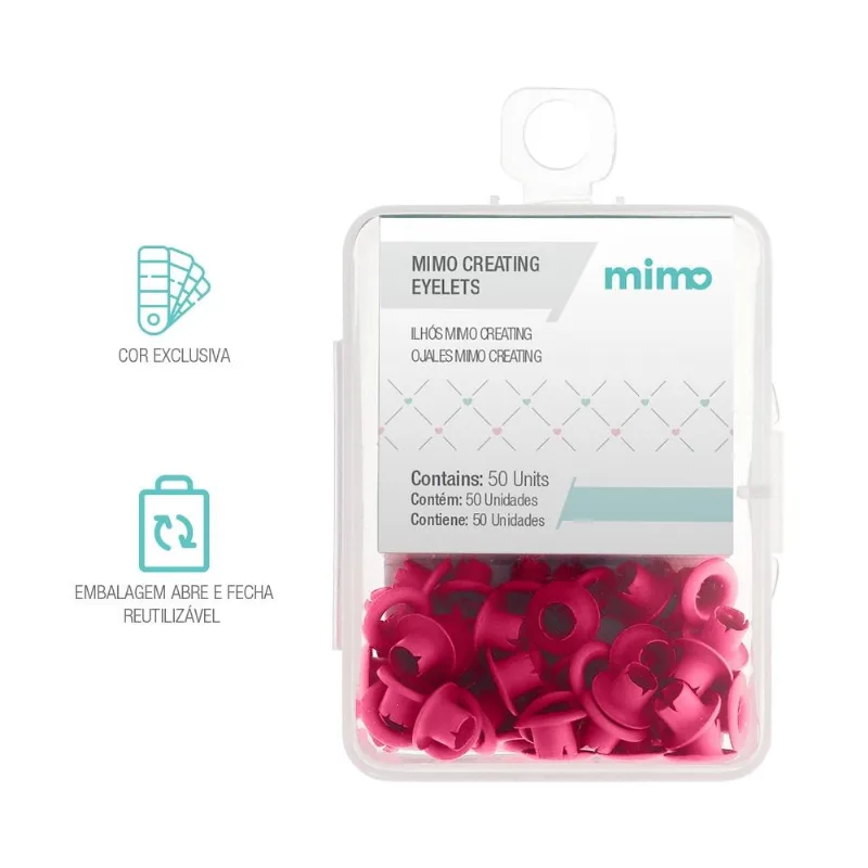 Ilhós Mimo Creating - Redondo - Rosa Pink - 4,5 Mm - 50 Unids