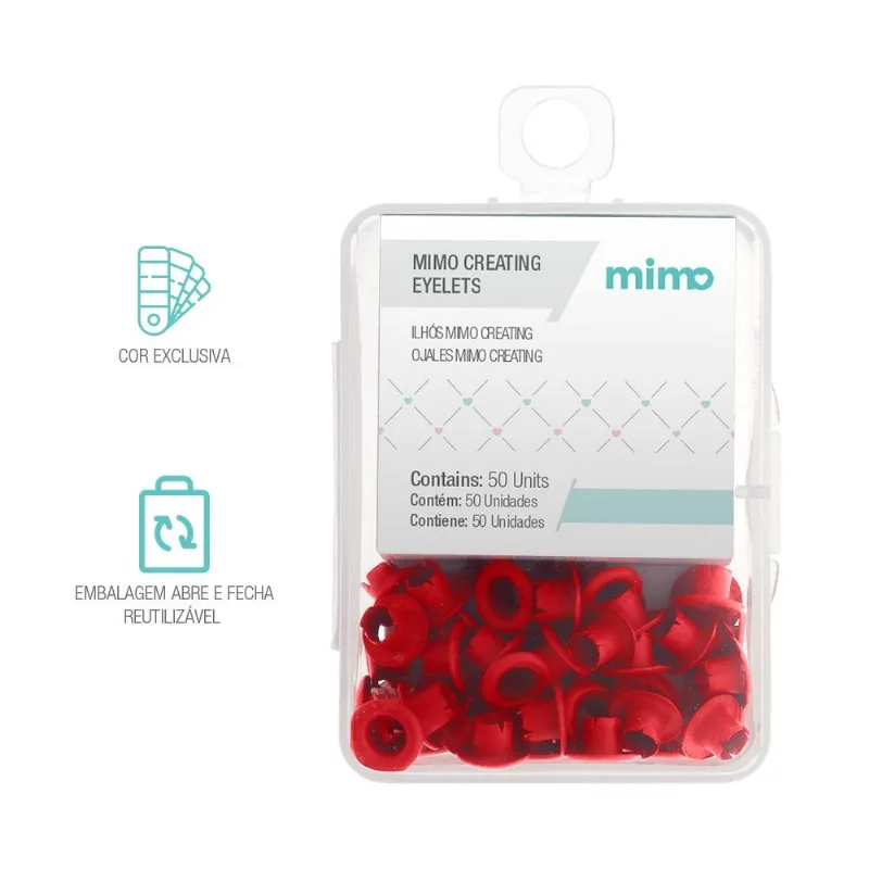 Ilhós Mimo Creating - Redondo - Vermelho Puro - 4,5 Mm - 50 Unids