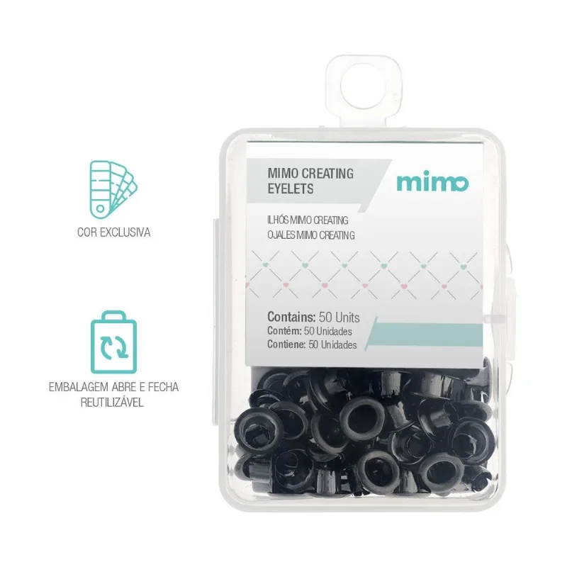 Ilhós Mimo Creating - Redondo - Preto - 4,5 Mm - 50 Unids