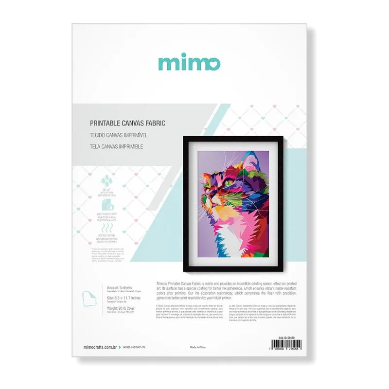 Tecido Canvas Imprimível - Mimo - A4 - 240 G - 5 Fls