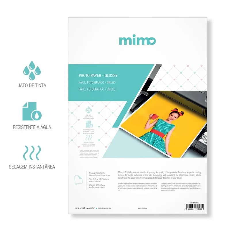 Papel Fotográfico Brilho - Mimo - 230 G - A4 - 50 Fls