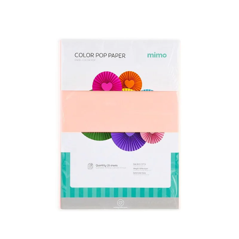 Papel Color Pop Rosa Chiclete Fluorescente Mimo - A4 - 180 G - 25 Fls
