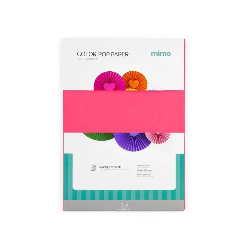 Papel Color Pop Rosa Pink Fluorescente Mimo - A4 - 180 G - 25 Fls