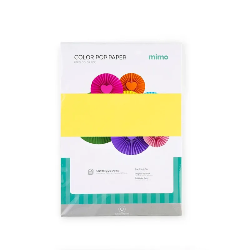 Papel Color Pop Amarelo Fluorescente Mimo - A4 - 180 G - 25 Fls