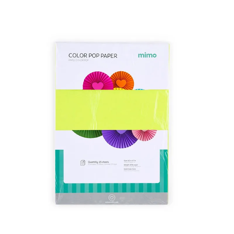 Papel Color Pop Verde Fluorescente Mimo - A4 - 180 G - 25 Fls