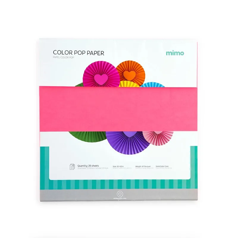 Papel Color Pop Rosa Pink Fluorescente Mimo - 30,5 X 30,5 Cm - 180 G - 25 Fls
