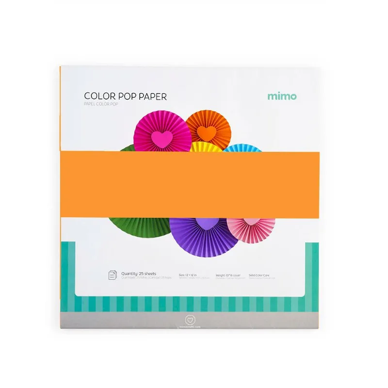 Papel Color Pop Laranja Fluorescente Mimo - 30,5 X 30,5 Cm - 180 G - 25 Fls
