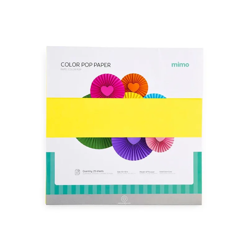 Papel Color Pop Amarelo Fluorescente Mimo - 30,5 X 30,5 Cm - 180 G - 25 Fls