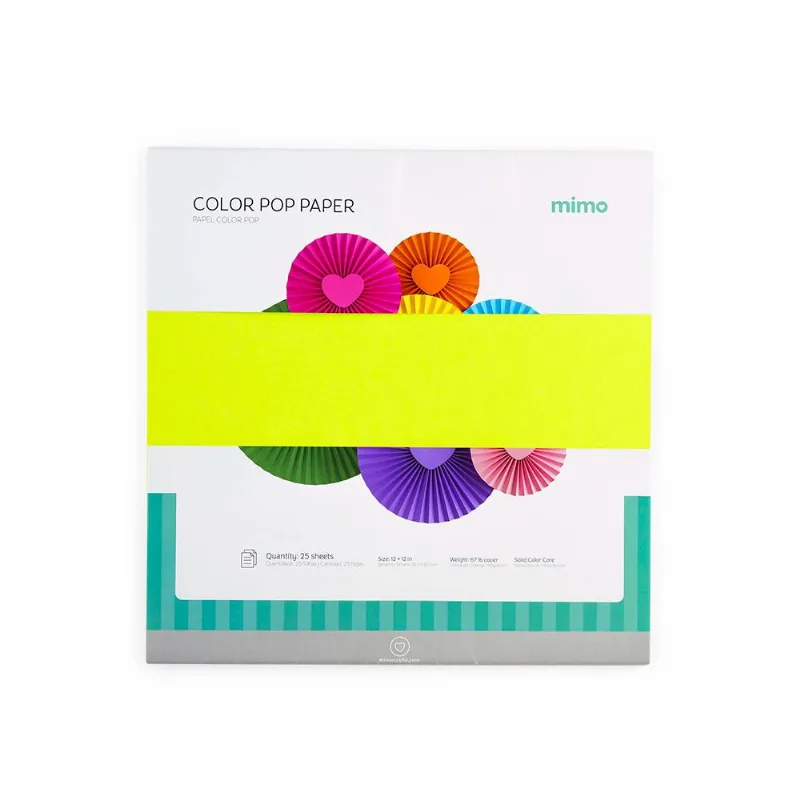 Papel Color Pop Verde Fluorescente Mimo - 30,5 X 30,5 Cm - 180 G - 25 Fls