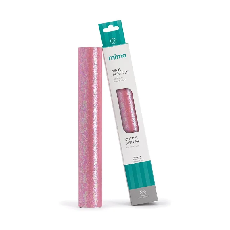 Adesivo Vinil Glitter Stellar - Rosa Candy - Mimo - 30,5 Cm X 1,22 M