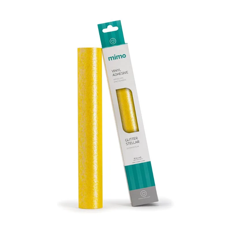 Adesivo Vinil Glitter Stellar - Amarelo Neon - Mimo - 30,5 Cm X 1,22 M