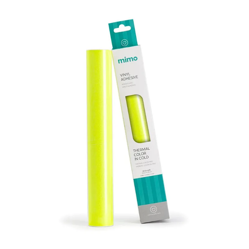 Adesivo Vinil Thermal Color - Frio - Amarelo Neon Perolizado Para Vermelho - Mimo - 30,5 Cm X 61 Cm