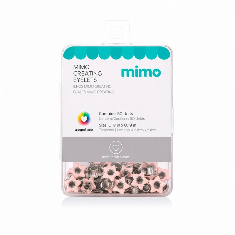 Ilhós Mimo Creating - Estrela - Rosa Candy - 5 Mm - 50 Unids