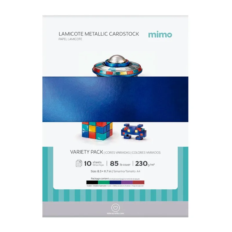 Papel Lamicote Mimo Kit Cores Essenciais - A4 - 230 G - 10 Folhas