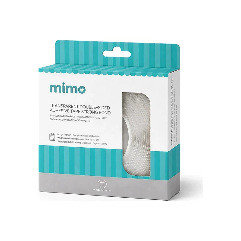 Fita Dupla Face Transparente Fixa Forte 4m para Artesanato e Papelaria - Mimo - Mimo