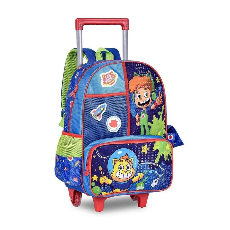Mochila Rodinha Gato Galactico Azul 40X30X13 - Clio Gg24116K