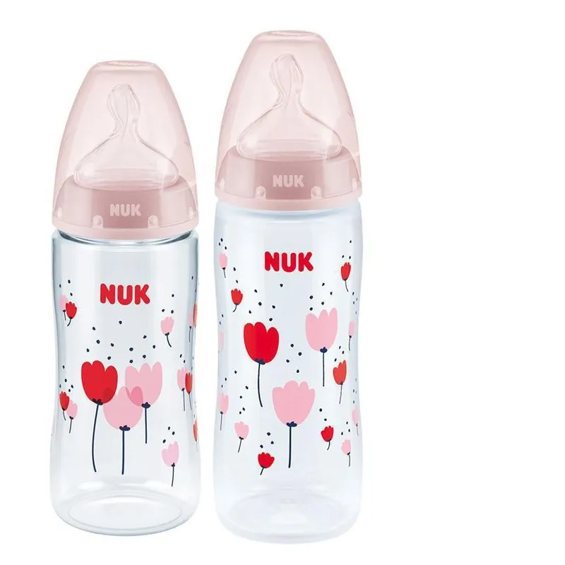 Mamadeira Nuk Menina 6+ Meses 300 E 360ml Rosa