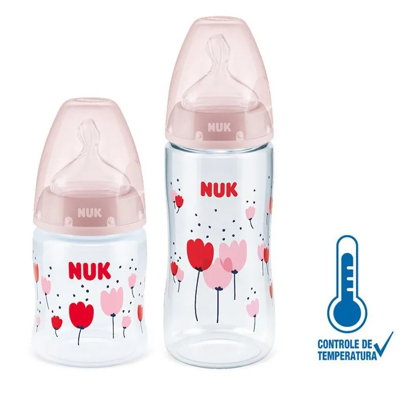 Mamadeira Nuk Menina 0-6 E 6+ Meses 150/300ml Controle Rosa