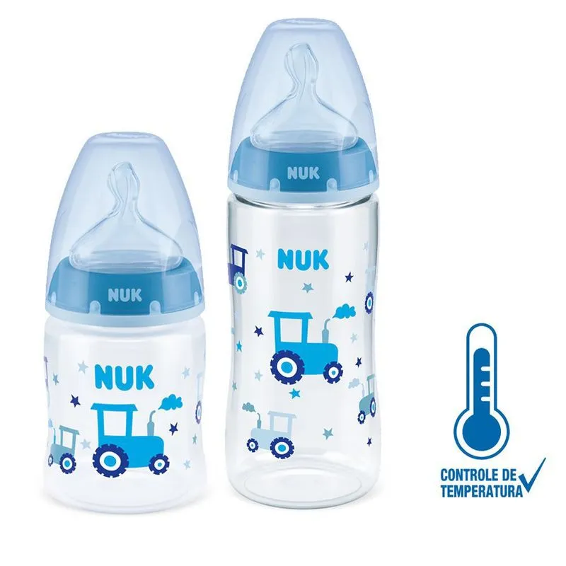 Mamadeira Nuk Menino 0-6 E 6+ Meses 150/300ml Controle Azul