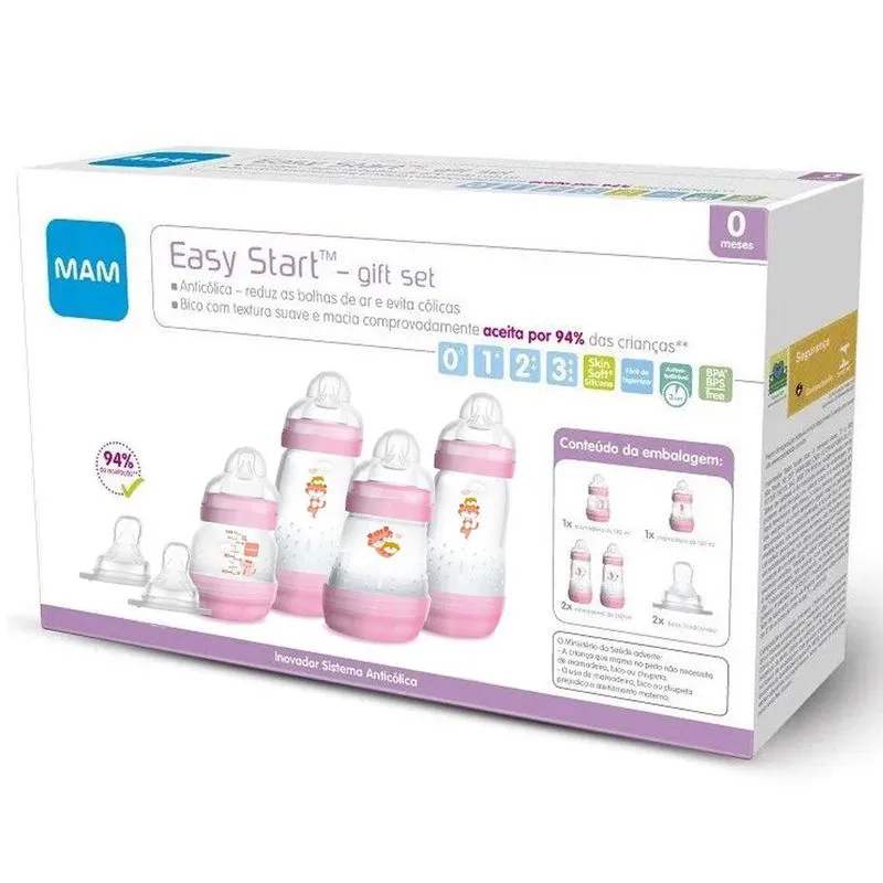 Mamadeira Mam Menina Rosa 0+/2+/4+mes 130/160/260ml